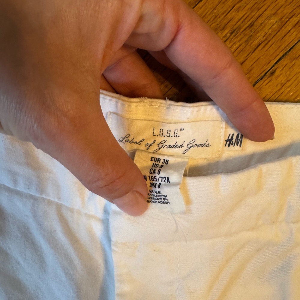 H&M White Bermuda Shorts Classic Cotton Blend NWOT - Picture 5 of 8